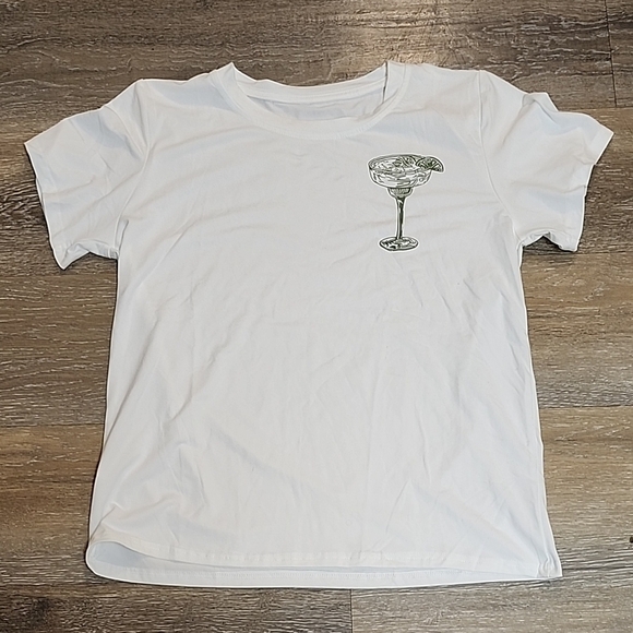 White T-Shirt with Cocktail Graphic - Picture 3 of 5